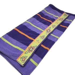 Cecil Saydah Beach Towel 100% Cotton Purple Stripes 60"x35" Large Heavy Vintage
